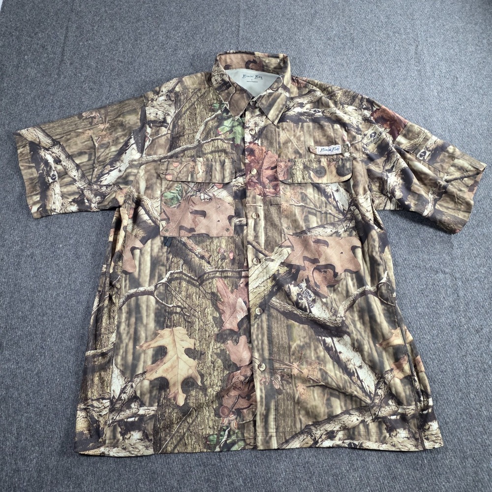 Bimini Bay‎ Camo Men's Large Short Sleeve Button Up Fishing Hunting Outdoors